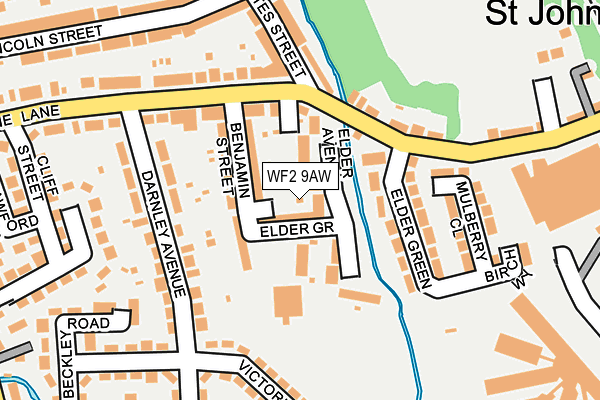 WF2 9AW map - OS OpenMap – Local (Ordnance Survey)