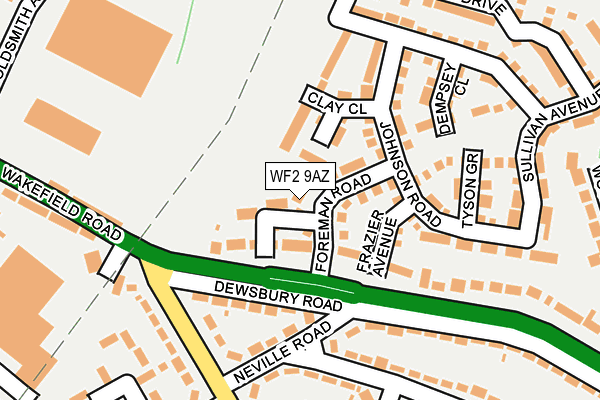WF2 9AZ map - OS OpenMap – Local (Ordnance Survey)