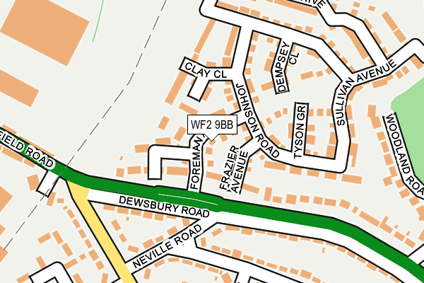 WF2 9BB map - OS OpenMap – Local (Ordnance Survey)