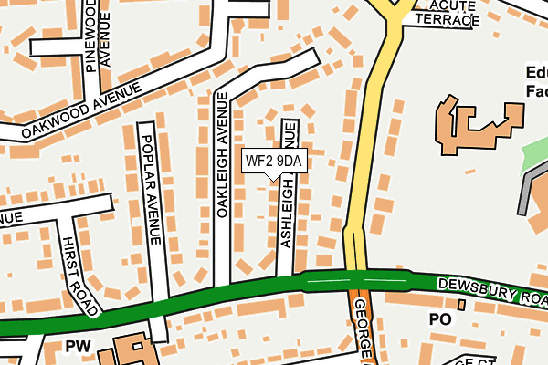 WF2 9DA map - OS OpenMap – Local (Ordnance Survey)