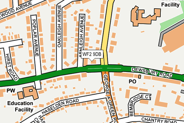 WF2 9DB map - OS OpenMap – Local (Ordnance Survey)