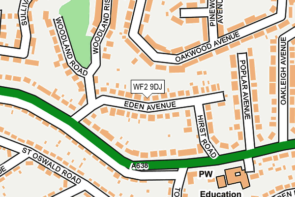 WF2 9DJ map - OS OpenMap – Local (Ordnance Survey)