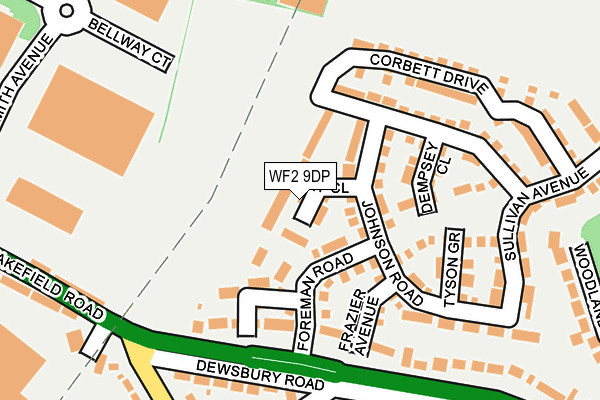 WF2 9DP map - OS OpenMap – Local (Ordnance Survey)