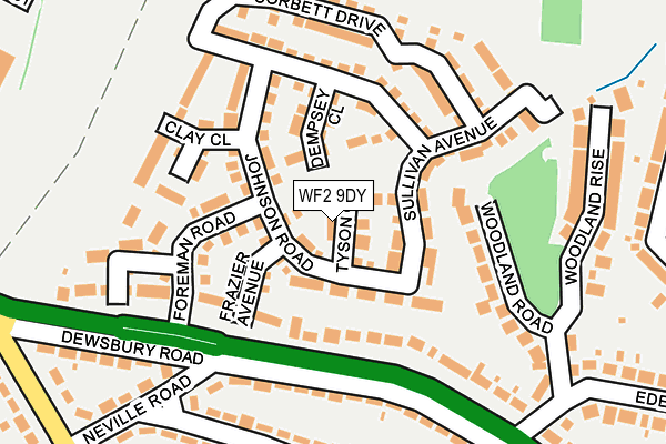 WF2 9DY map - OS OpenMap – Local (Ordnance Survey)