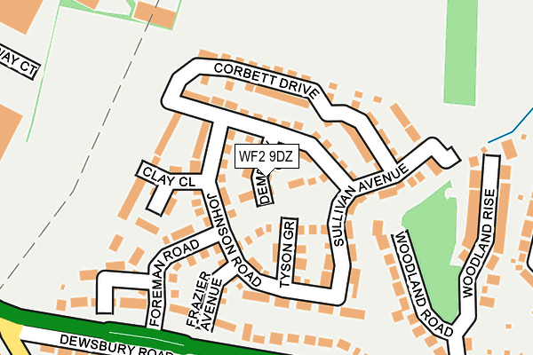 WF2 9DZ map - OS OpenMap – Local (Ordnance Survey)