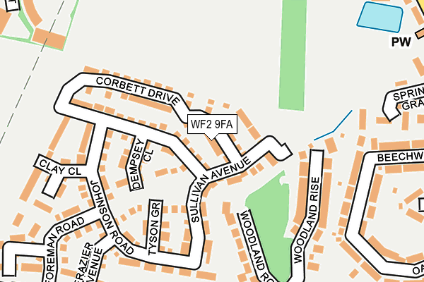 WF2 9FA map - OS OpenMap – Local (Ordnance Survey)