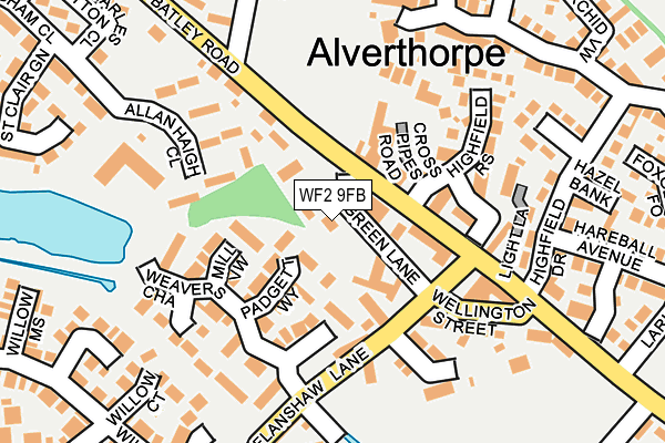 WF2 9FB map - OS OpenMap – Local (Ordnance Survey)