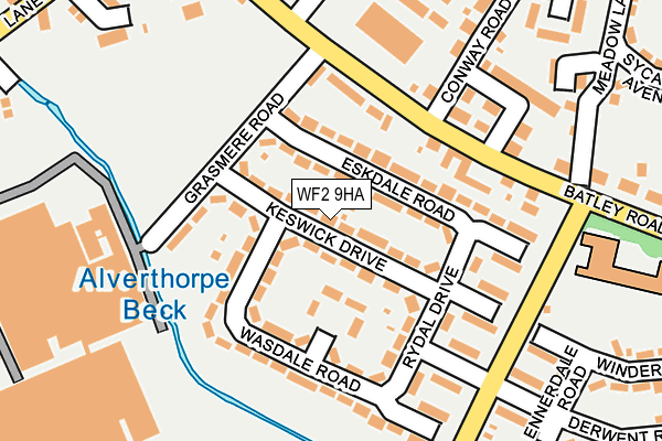 WF2 9HA map - OS OpenMap – Local (Ordnance Survey)