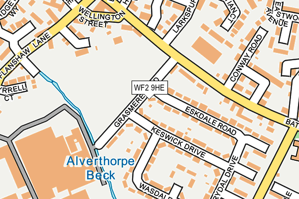 WF2 9HE map - OS OpenMap – Local (Ordnance Survey)