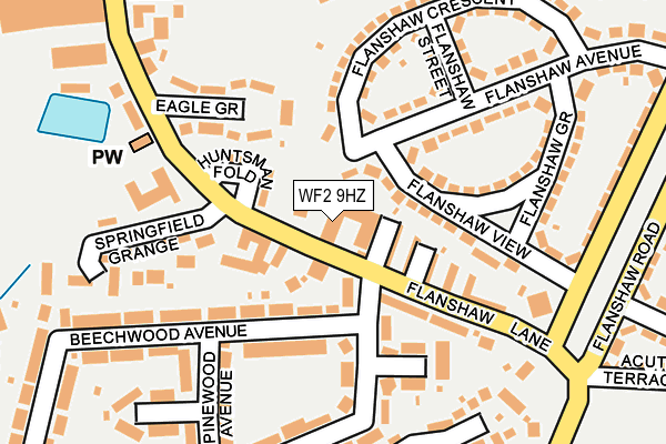 WF2 9HZ map - OS OpenMap – Local (Ordnance Survey)