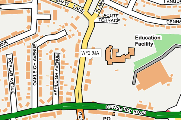 WF2 9JA map - OS OpenMap – Local (Ordnance Survey)