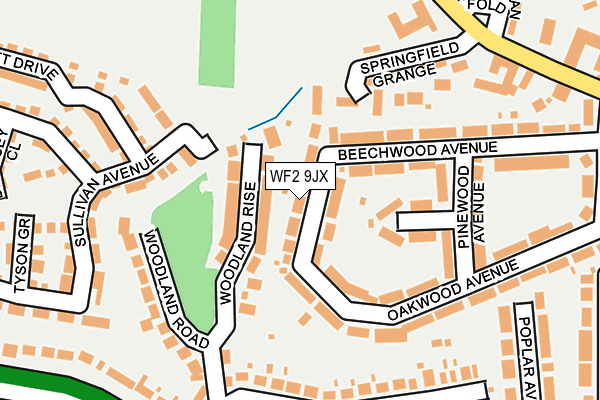WF2 9JX map - OS OpenMap – Local (Ordnance Survey)