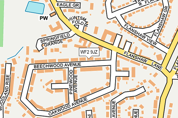 WF2 9JZ map - OS OpenMap – Local (Ordnance Survey)