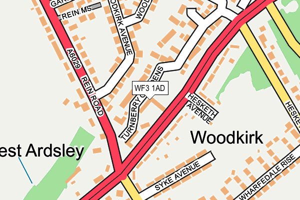 WF3 1AD map - OS OpenMap – Local (Ordnance Survey)