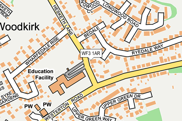 WF3 1AR map - OS OpenMap – Local (Ordnance Survey)