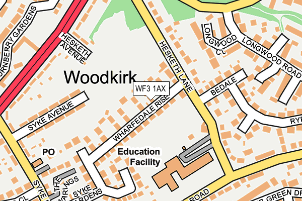 WF3 1AX map - OS OpenMap – Local (Ordnance Survey)