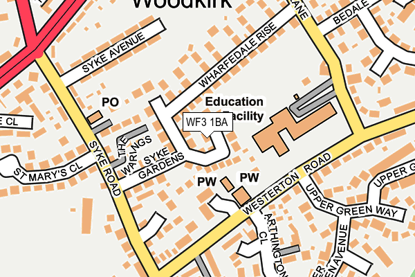 WF3 1BA map - OS OpenMap – Local (Ordnance Survey)