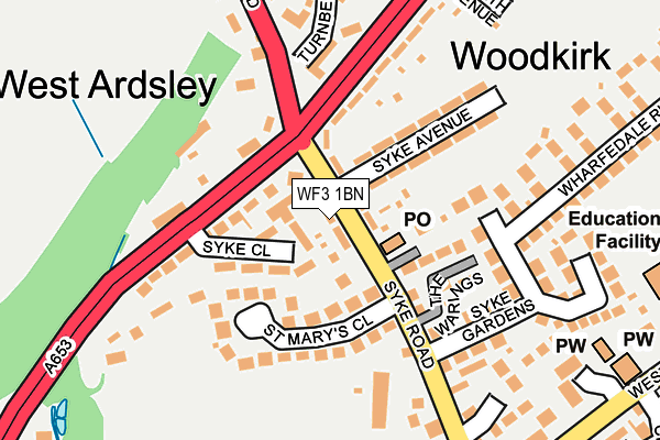 WF3 1BN map - OS OpenMap – Local (Ordnance Survey)