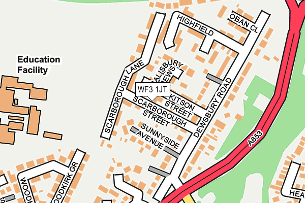 WF3 1JT map - OS OpenMap – Local (Ordnance Survey)