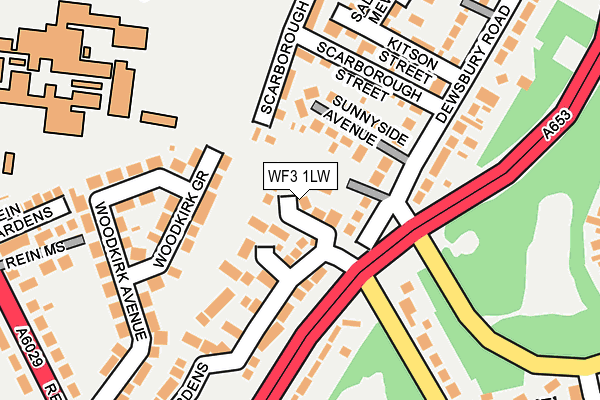 WF3 1LW map - OS OpenMap – Local (Ordnance Survey)