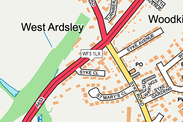 WF3 1LX map - OS OpenMap – Local (Ordnance Survey)