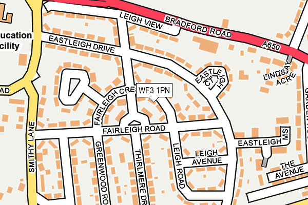 WF3 1PN map - OS OpenMap – Local (Ordnance Survey)