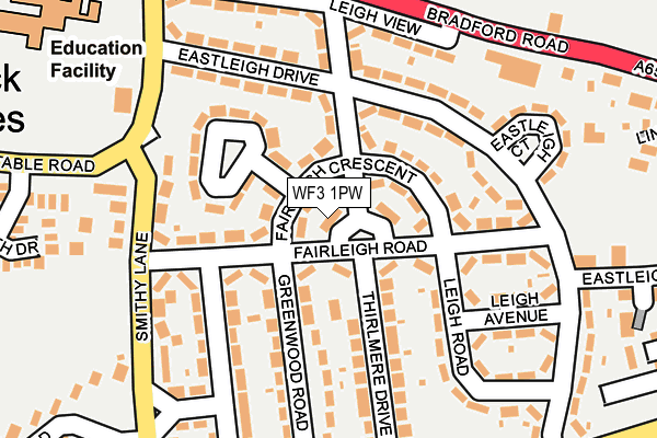 WF3 1PW map - OS OpenMap – Local (Ordnance Survey)