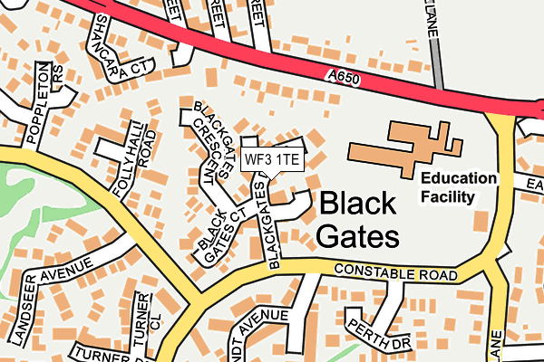 WF3 1TE map - OS OpenMap – Local (Ordnance Survey)