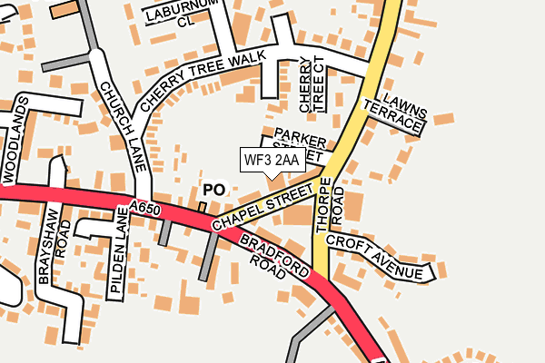 WF3 2AA map - OS OpenMap – Local (Ordnance Survey)