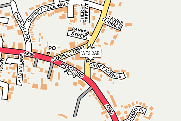 WF3 2AB map - OS OpenMap – Local (Ordnance Survey)