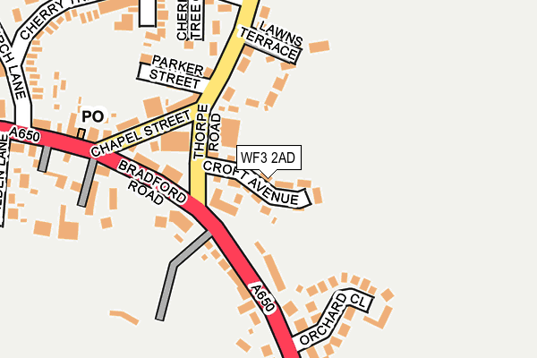 WF3 2AD map - OS OpenMap – Local (Ordnance Survey)
