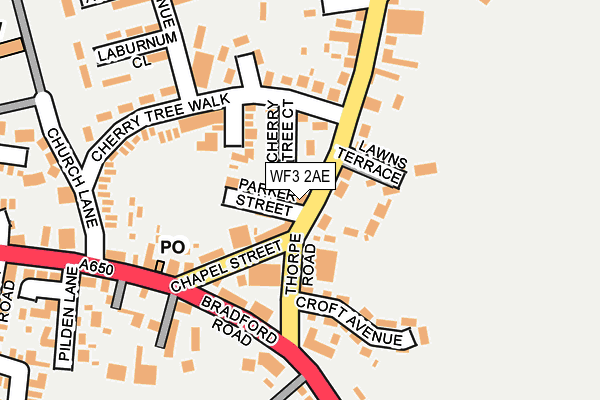 WF3 2AE map - OS OpenMap – Local (Ordnance Survey)