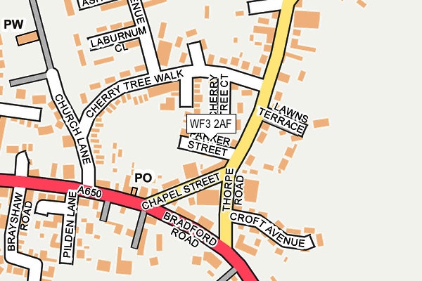 WF3 2AF map - OS OpenMap – Local (Ordnance Survey)