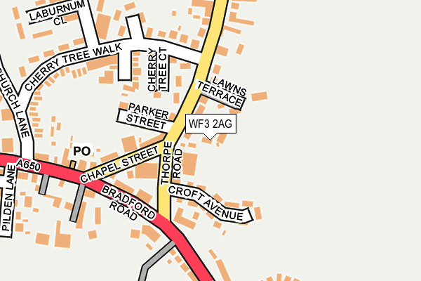 WF3 2AG map - OS OpenMap – Local (Ordnance Survey)