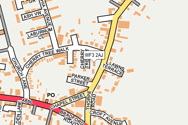 WF3 2AJ map - OS OpenMap – Local (Ordnance Survey)