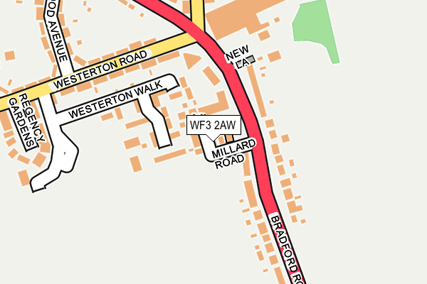 WF3 2AW map - OS OpenMap – Local (Ordnance Survey)