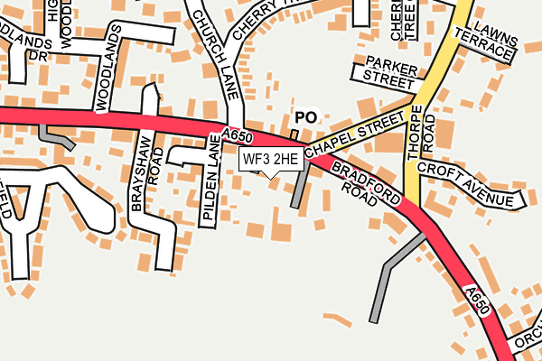 WF3 2HE map - OS OpenMap – Local (Ordnance Survey)