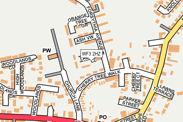 WF3 2HZ map - OS OpenMap – Local (Ordnance Survey)