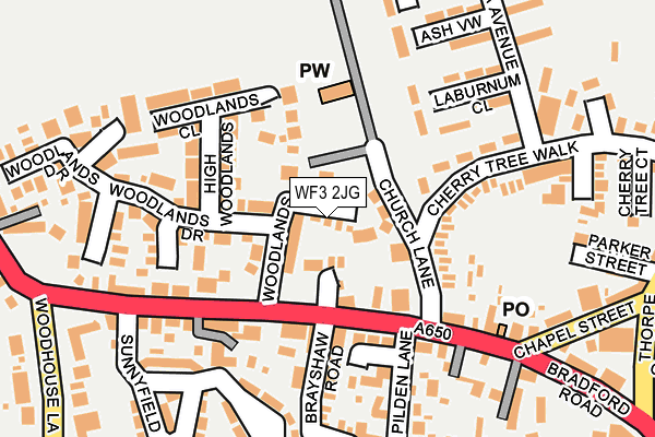 WF3 2JG map - OS OpenMap – Local (Ordnance Survey)