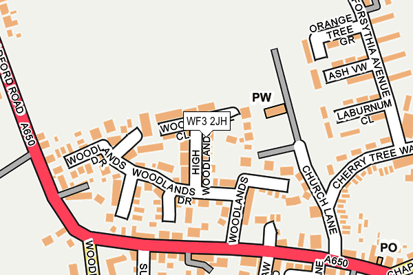 WF3 2JH map - OS OpenMap – Local (Ordnance Survey)