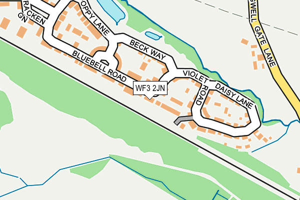 WF3 2JN map - OS OpenMap – Local (Ordnance Survey)