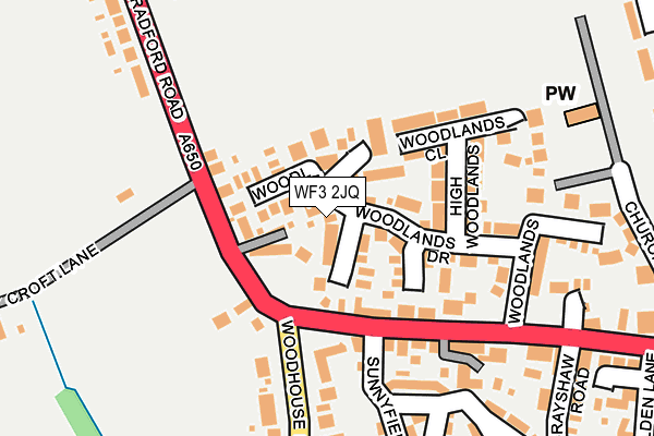 WF3 2JQ map - OS OpenMap – Local (Ordnance Survey)