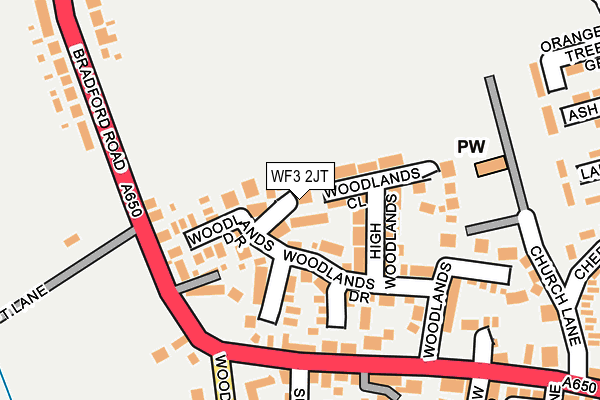 WF3 2JT map - OS OpenMap – Local (Ordnance Survey)