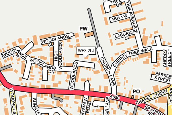 WF3 2LJ map - OS OpenMap – Local (Ordnance Survey)