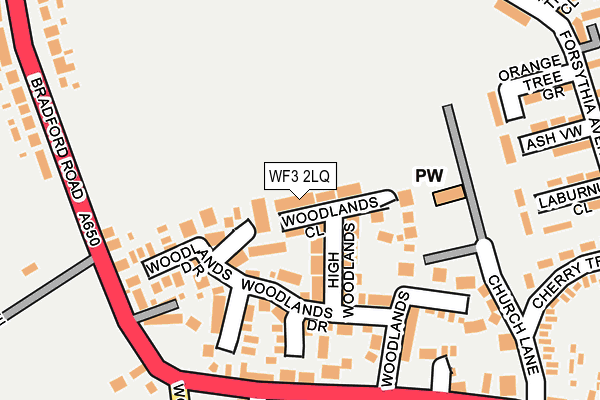 WF3 2LQ map - OS OpenMap – Local (Ordnance Survey)