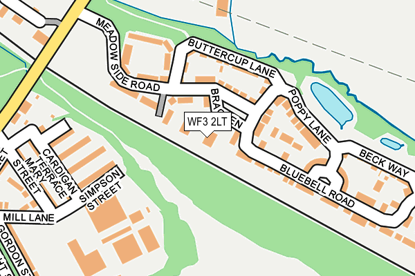 WF3 2LT map - OS OpenMap – Local (Ordnance Survey)