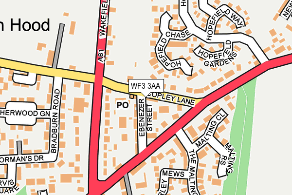 WF3 3AA map - OS OpenMap – Local (Ordnance Survey)