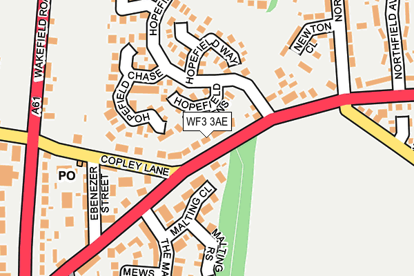 WF3 3AE map - OS OpenMap – Local (Ordnance Survey)