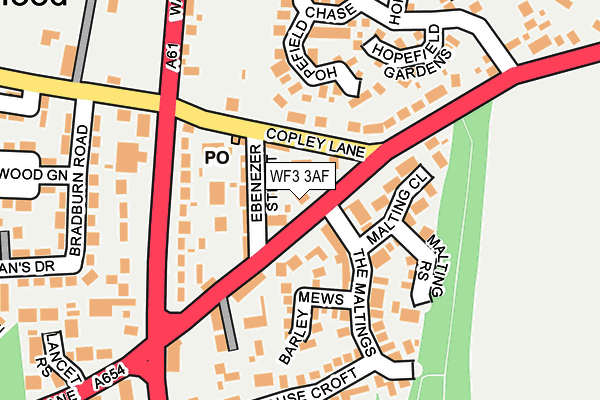 WF3 3AF map - OS OpenMap – Local (Ordnance Survey)