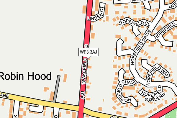 WF3 3AJ map - OS OpenMap – Local (Ordnance Survey)